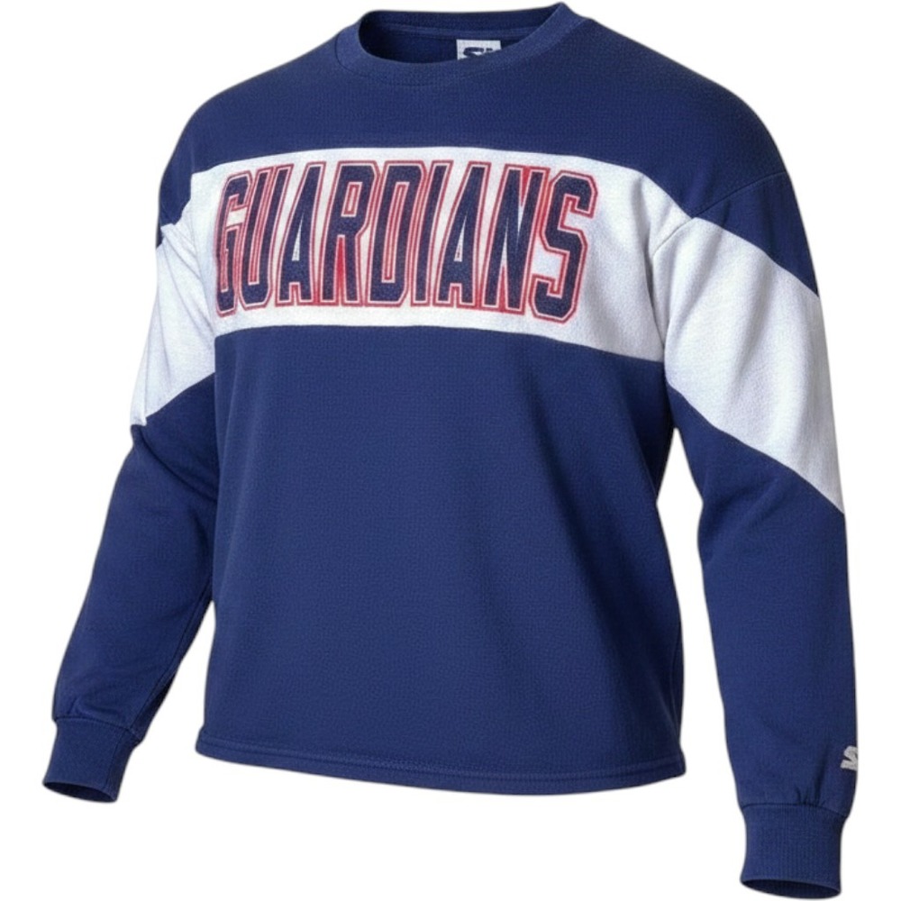 Starter Cleveland Guardians Colorblock‎ Sweatshirt Large MLB Pullover Navy Blue